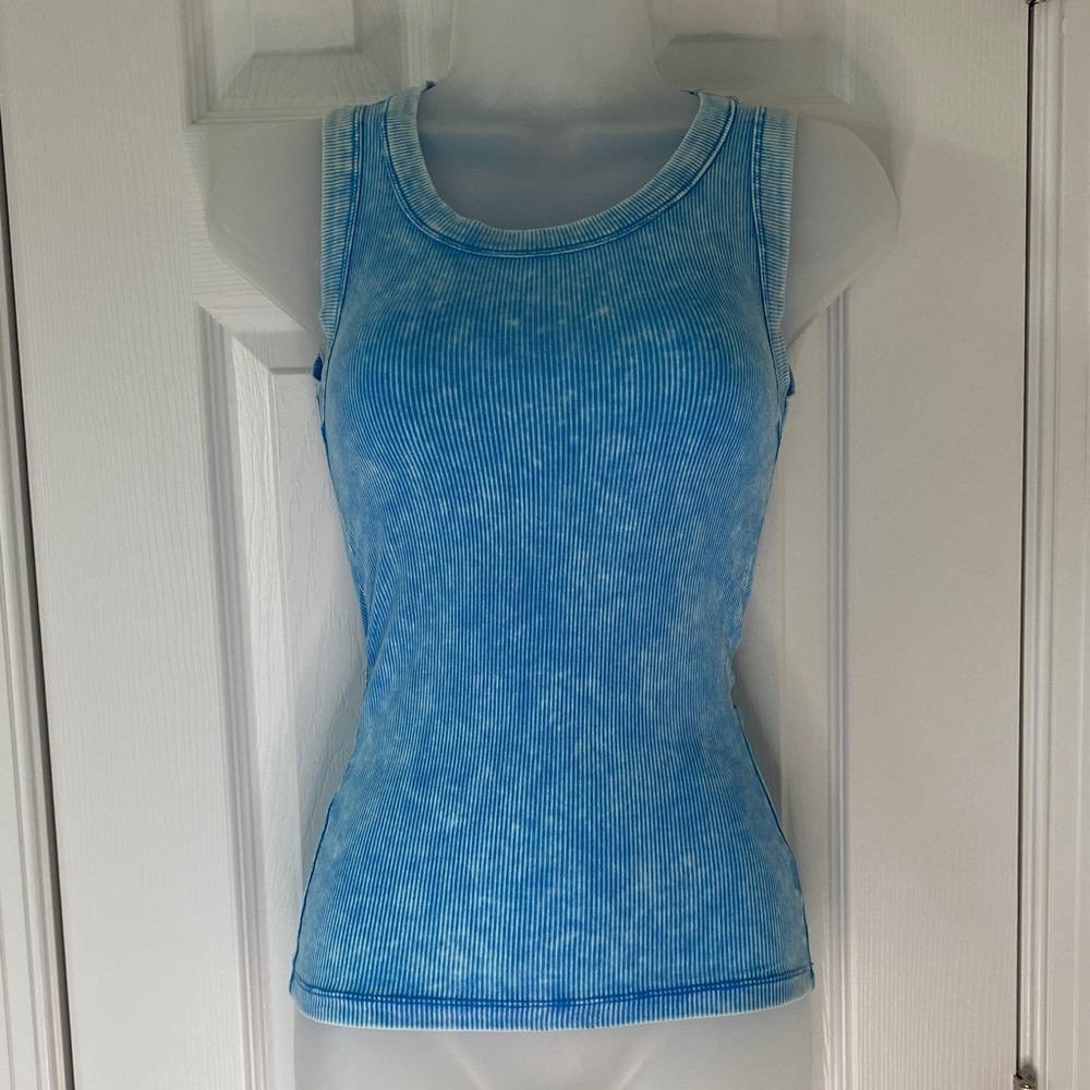 Zenana Deep Sky Ribbed Vintage Wash Tank Top